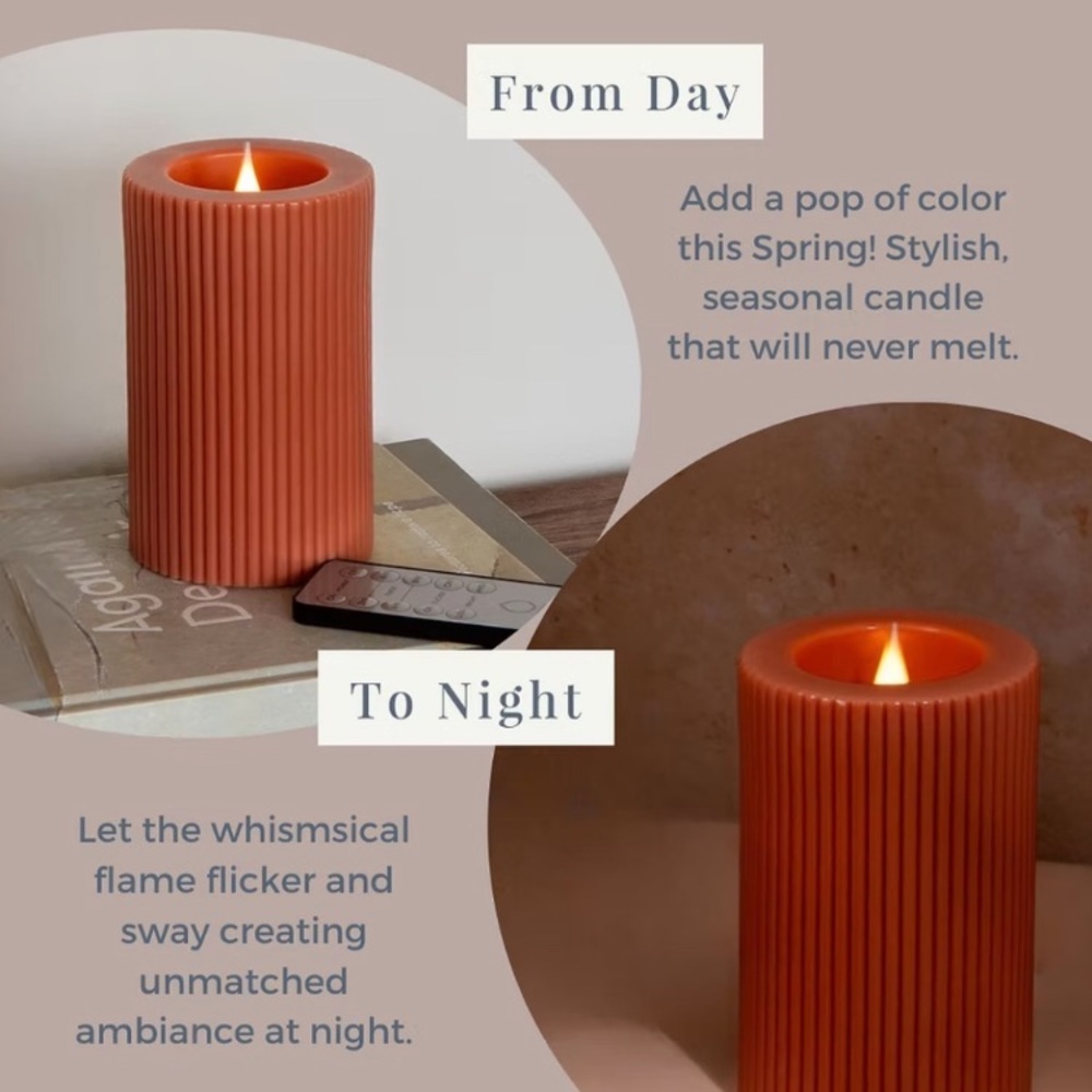 Terracotta Ribbed Candle Set - Picture 3 of 4